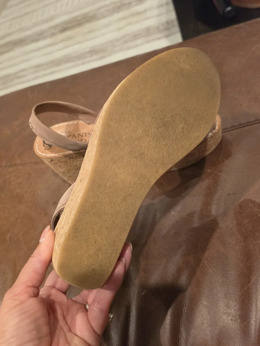 Taupe Cork Wedge Slingback Spanish Sandals